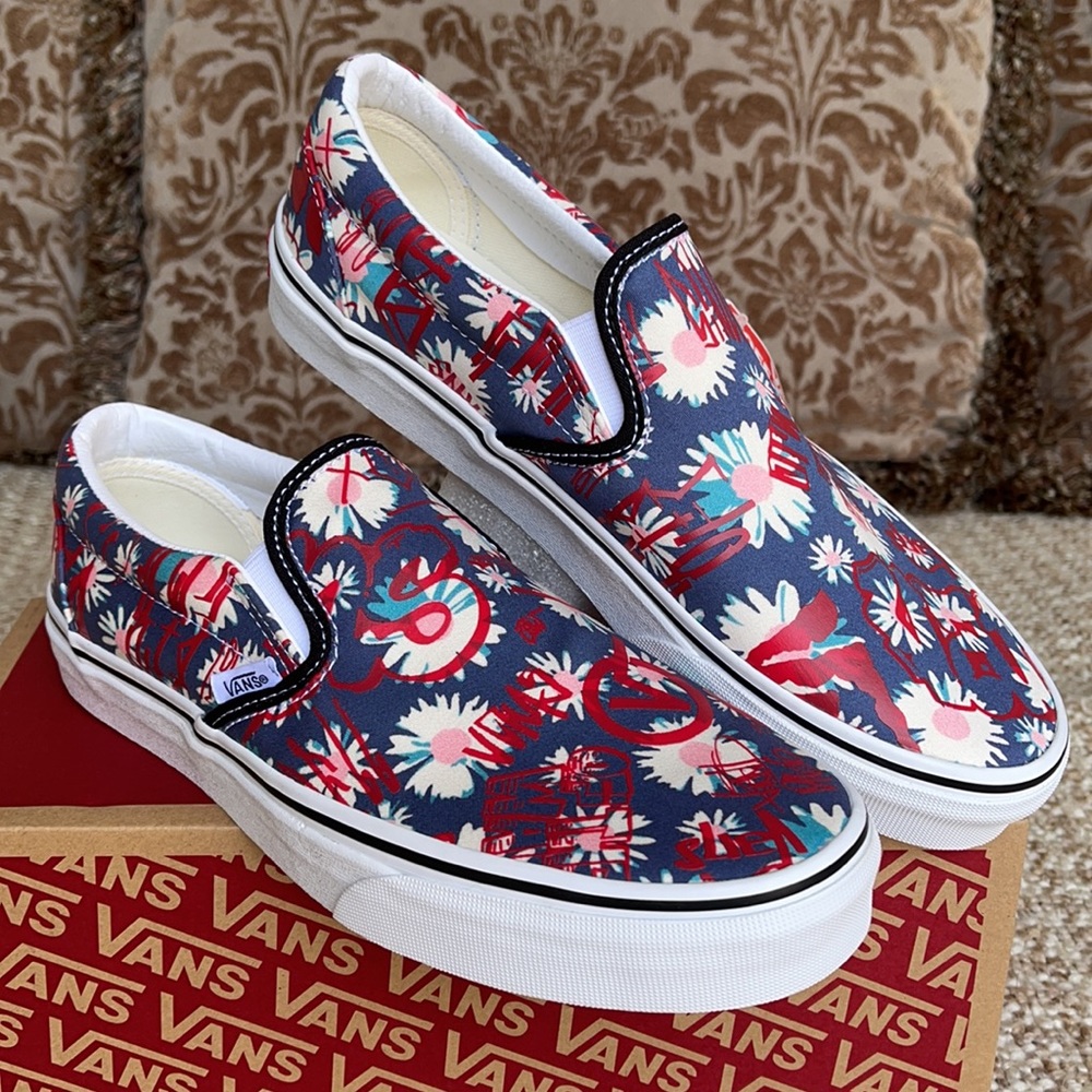 Vans Classic Slip On Vans Crew Floral/Red Men’s - Picture 6 of 16